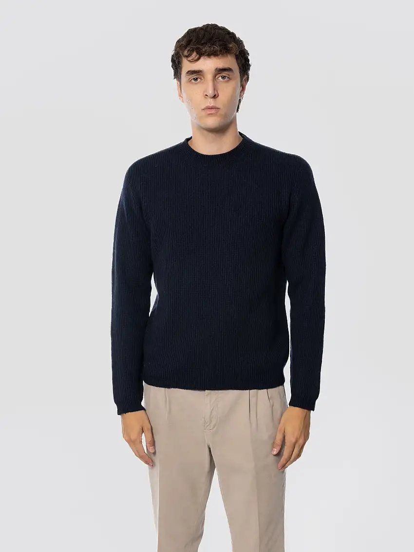 Maglione in Lana Merinos a Coste Blu Notte