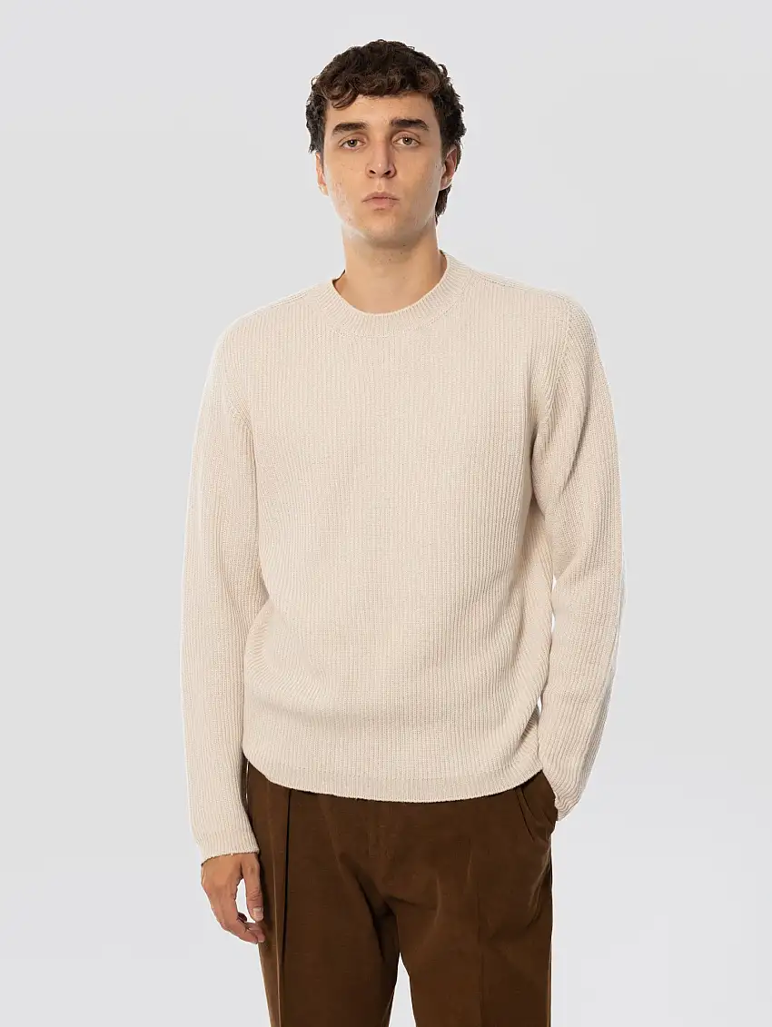 Maglione in Lana Merinos a Coste Stucco