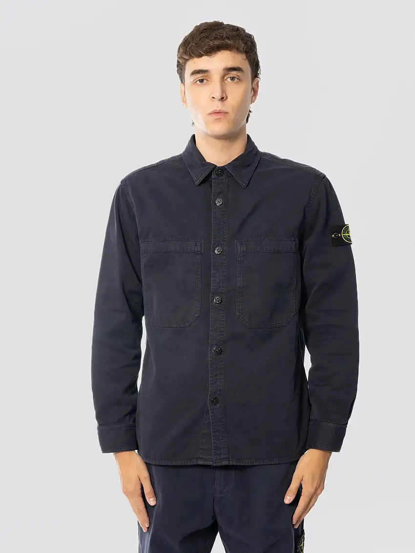 Overshirt in Cotone Biologico Panama Blu