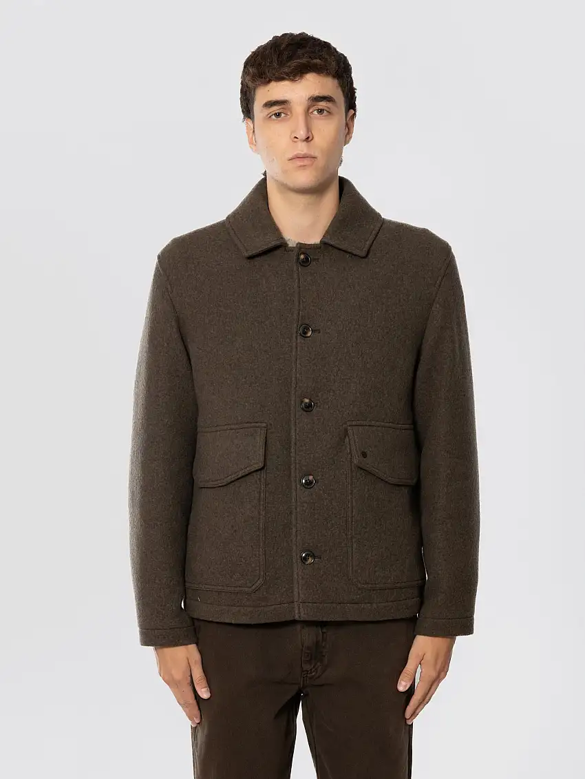 Overshirt in Panno di Lana Verde
