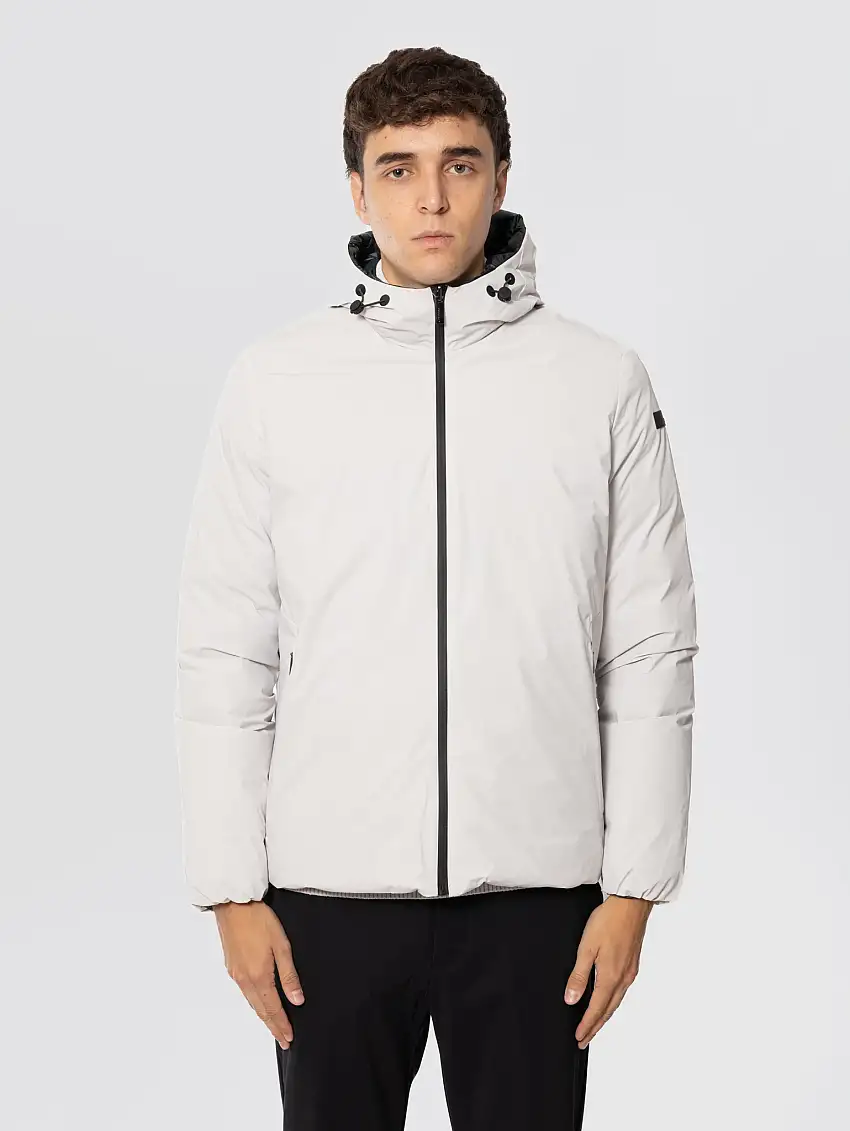 Giacca con Cappuccio Reversibile Bianco