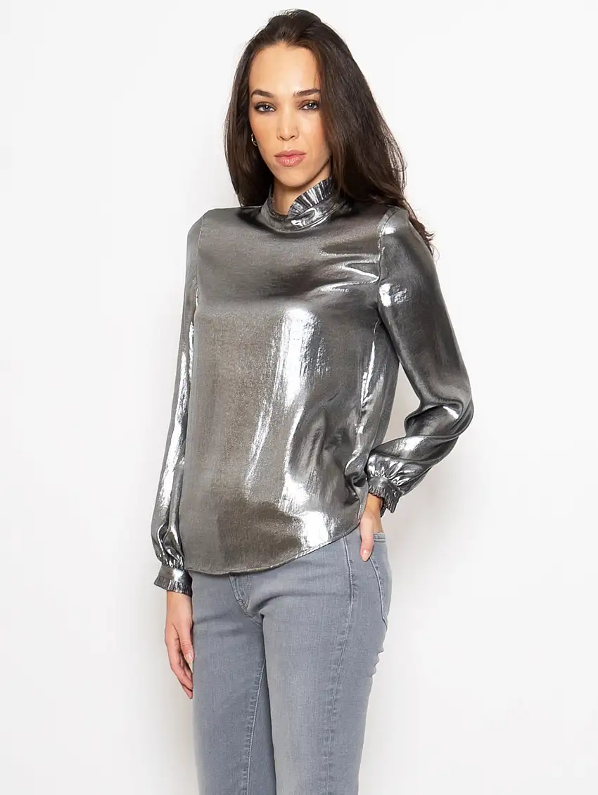 Blusa in Chiffon Argento