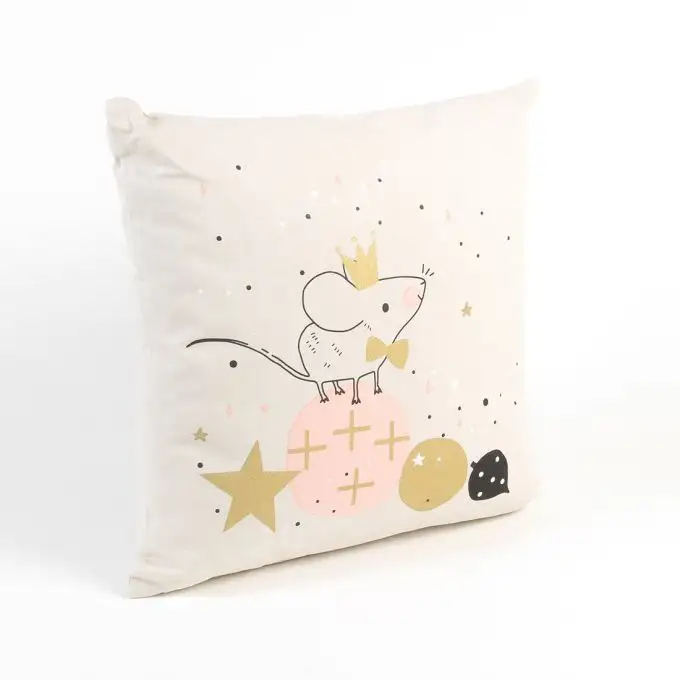 Cuscino a forma di topo rosa pallido e dorato