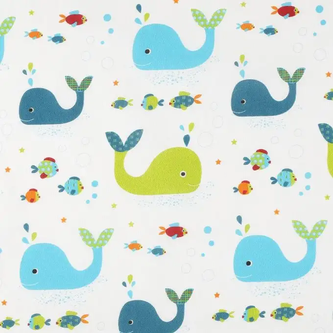 Tessuto cotone balene verdi