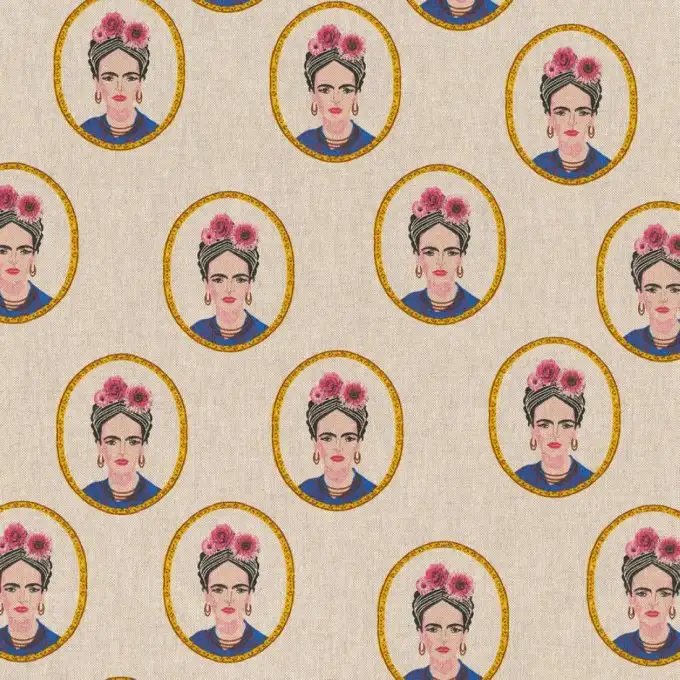 Tessuto cotone spesso ritratto di Frida