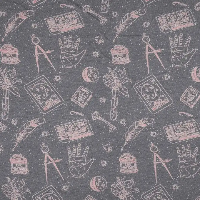 Tessuto jersey viscosa esoterico grigio