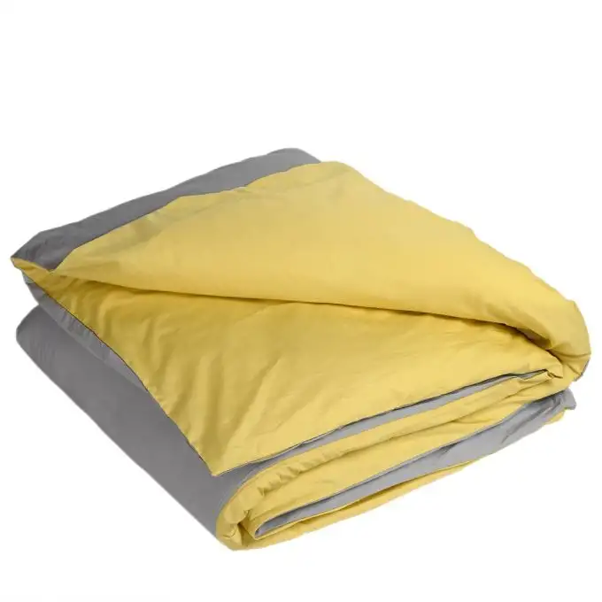 Copripiumino bicolore cotone percalle giallo e grigio 140X200 cm