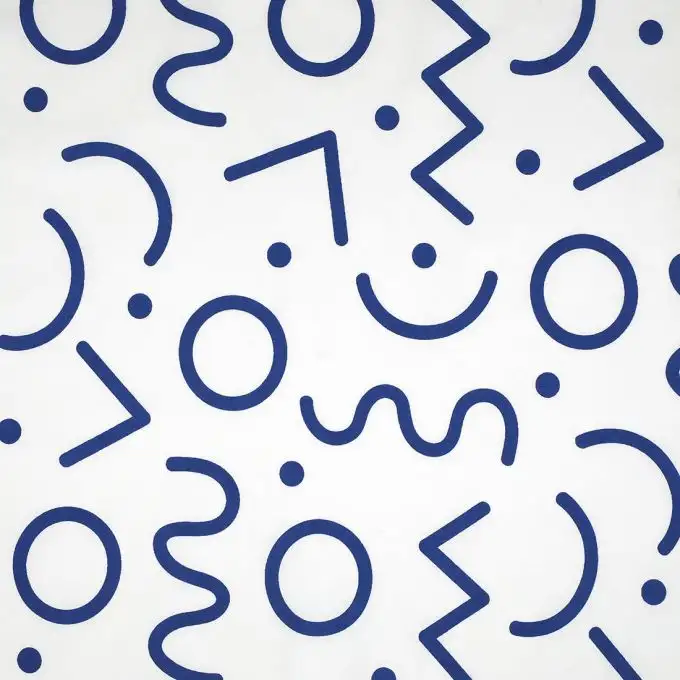 Tessuto popeline grafico blu e bianco