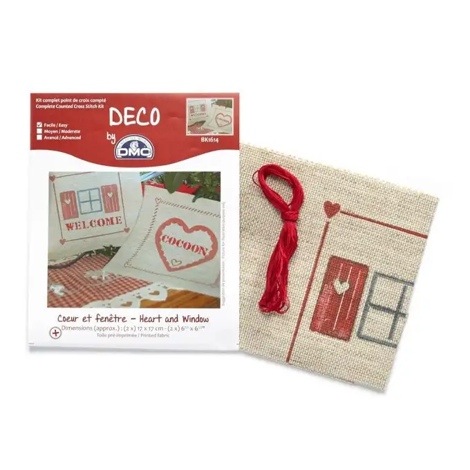 Kit punto croce sospensione cuori e finestra