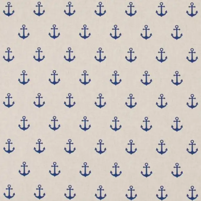 Tessuto cotone spesso ancore blu