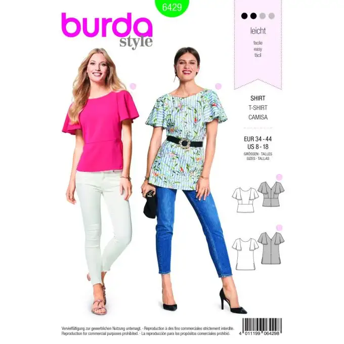 Cartamodello burda 6429 t shirt