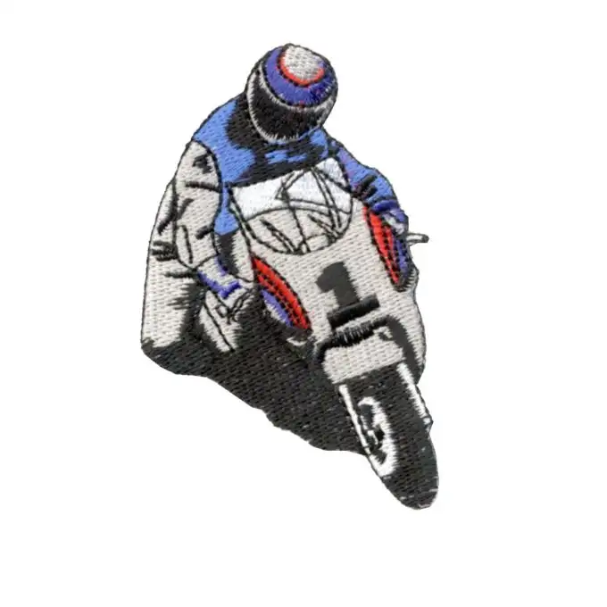 Scudetto motociclista blu e bianco