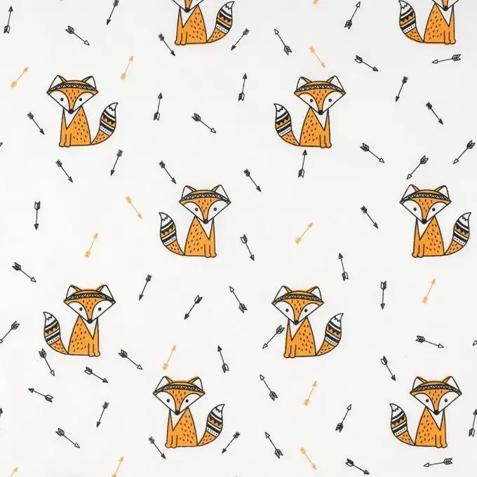 Tessuto cotone volpi e frecce