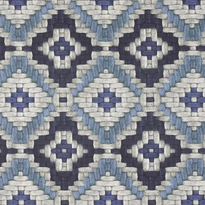 Tessuto cotone spesso motivi blu