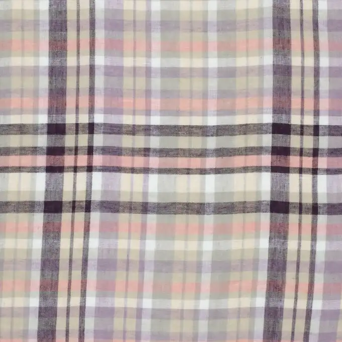 Tessuto a quadri in lino e cotone