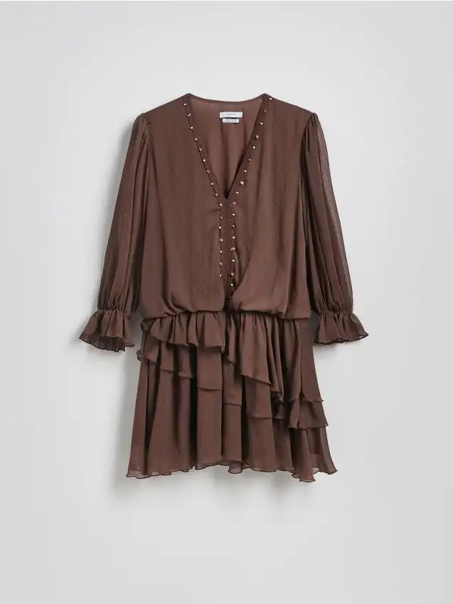 Minidress con balze Colore marrone