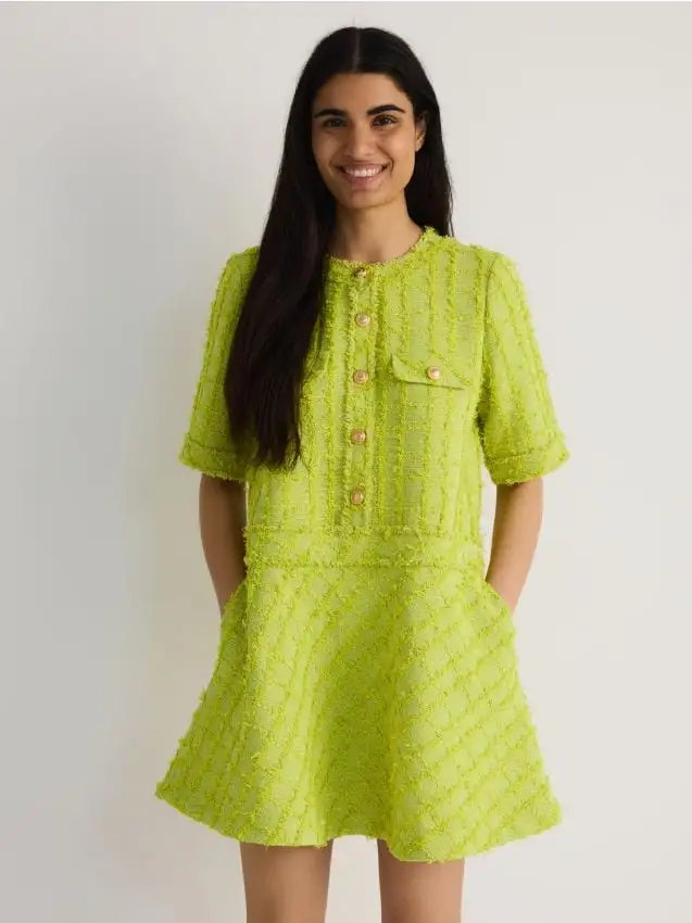 Mini vestito in tweed Colore verde