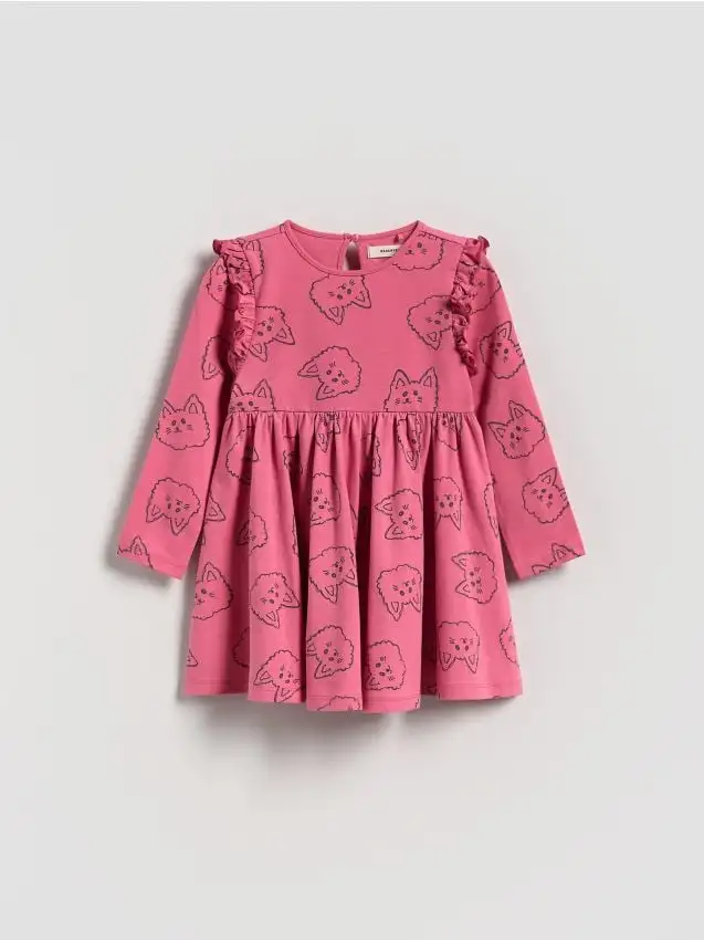 Abito in cotone stampato Colore rosa