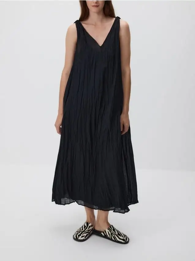 Abito midi in tessuto ramia Colore nero