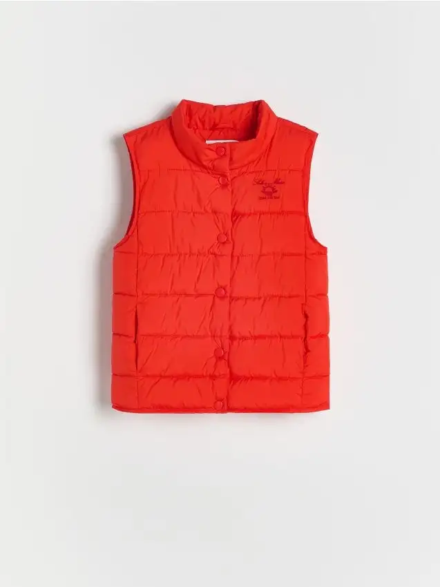 Gilet trapuntato con ricamo Colore rosso