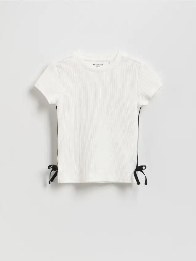 Camicia a costine con fiocchi Colore panna