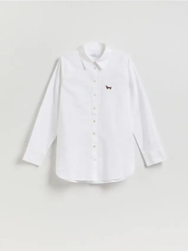 Camicia con ricamo minimalista Colore bianco