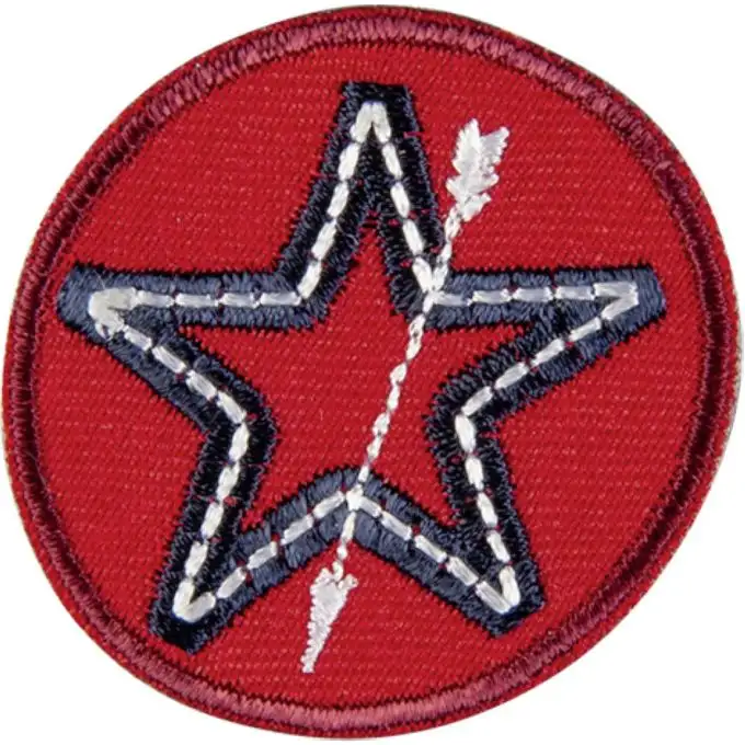 Distintivo stella blu su cerchio rosso