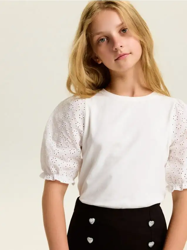 Blusa con maniche a palloncino Colore panna