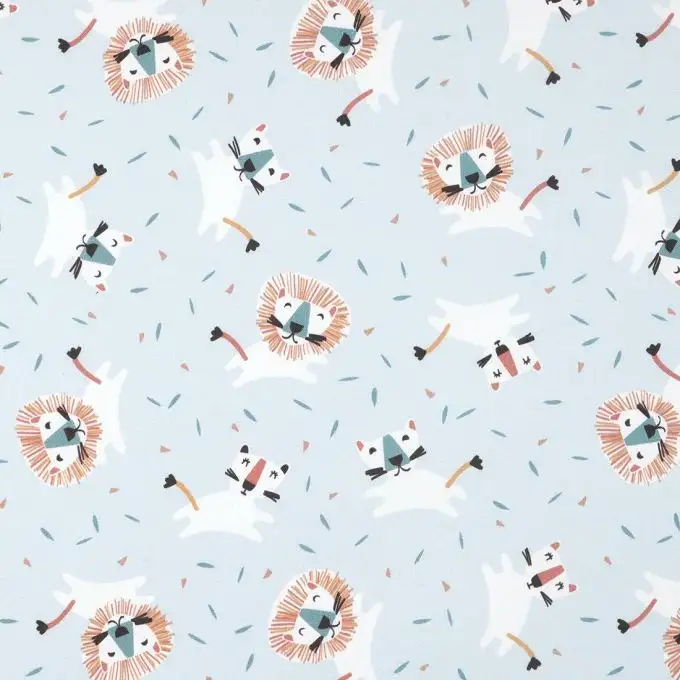 Tessuto cretonne Martin blu leone