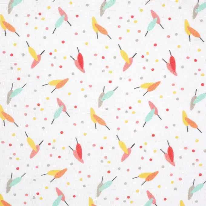 Tessuto cotone piume colorate