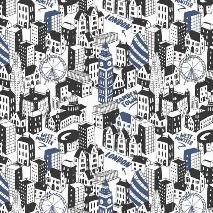 Tessuto cotone per lenzuolo Londra nero