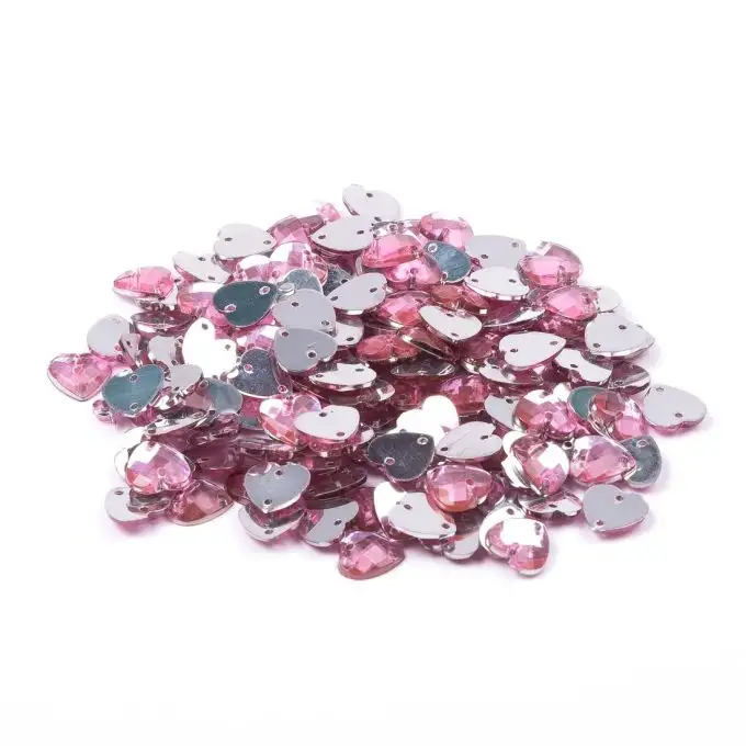Paillettes da cucire cuore rosa chiaro 8x8mm