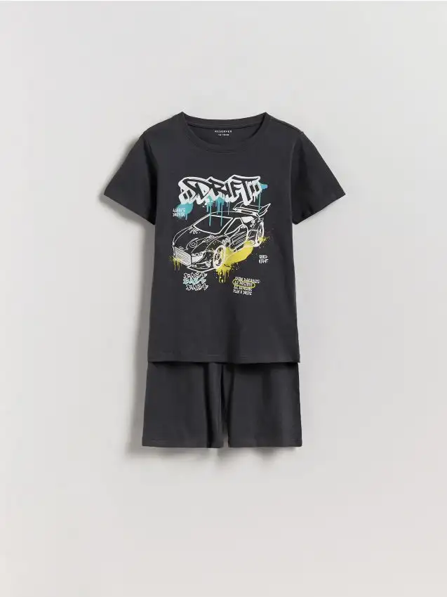 Set pigiama in cotone con stampa Colore grigio scuro