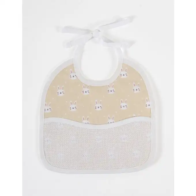 Bavaglino 3 mesi arancione conigli da ricamare