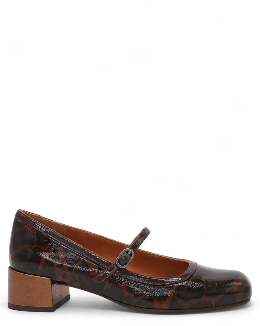 Mary Jane Animalier in Pelle Verniciata – Tacco 5 cm Rame