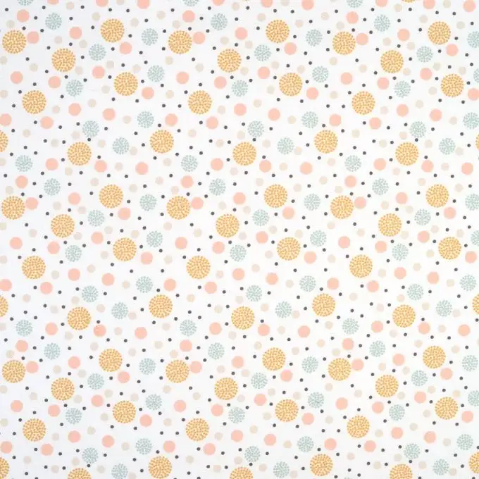 Tessuto cotone pon pon rosa e gialli