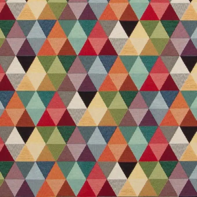 Tessuto jacquard gobelin triangoli multicolori