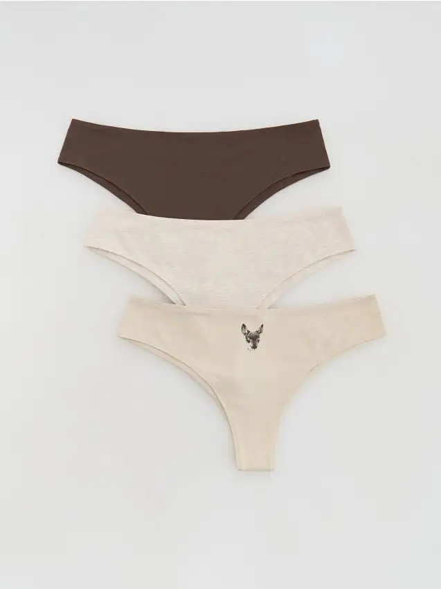 Mutandine brasiliane in cotone 3 pack Colore beige