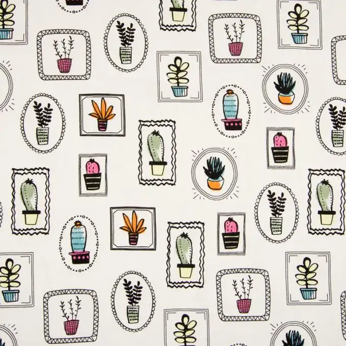 Tessuto jersey cotone piante