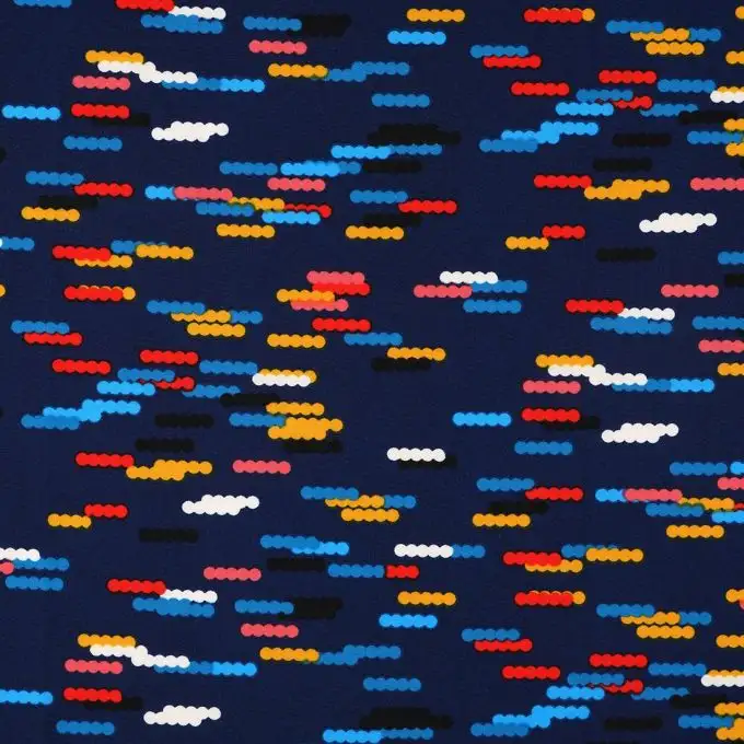 Tessuto raso poliestere tratti multicolori