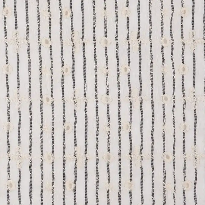 Tessuto velo di cotone rigato ricamo inglese