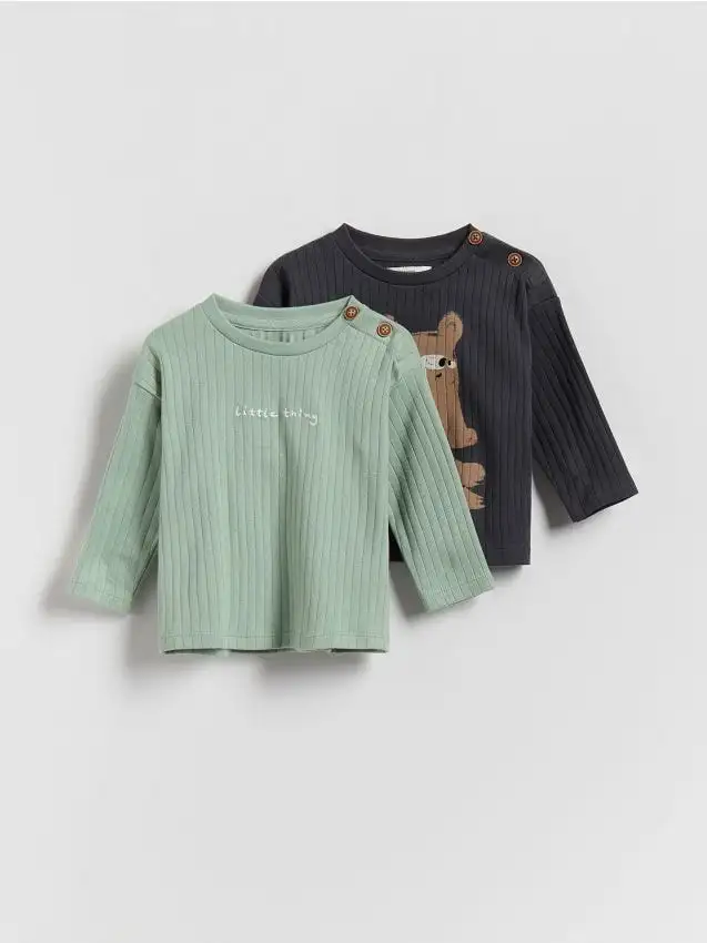 Maglia a maniche lunghe in cotone 2 pack Colore grigio scuro