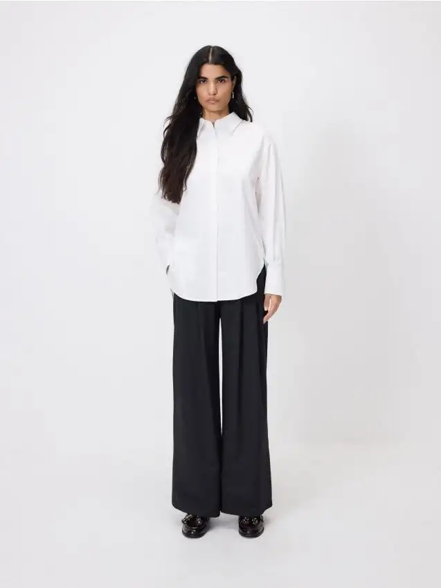 Camicia in cotone con polsini alti Colore bianco