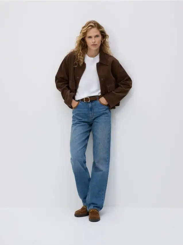 Jeans dritti straight vita alta Colore blu