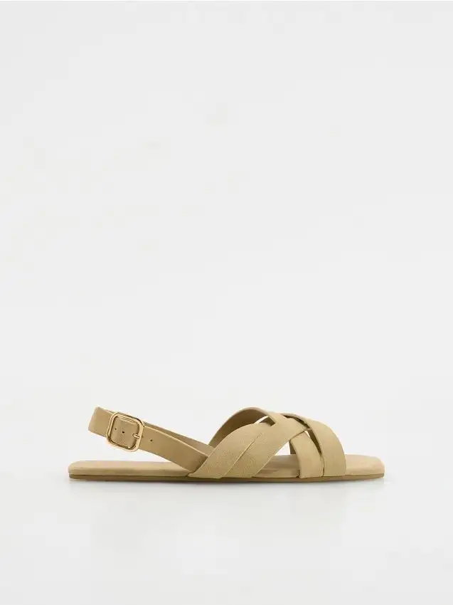 Sandali con cinturini in pelle Colore beige