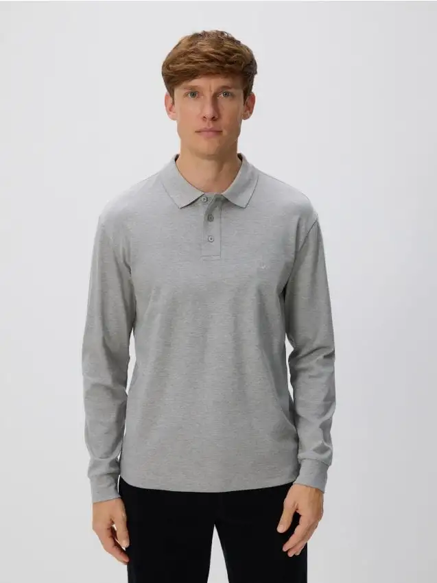 Polo a maniche lunghe Colore grigio chiaro