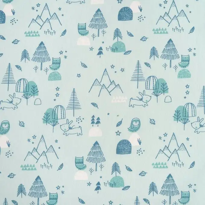 Tessuto cotone foresta blu