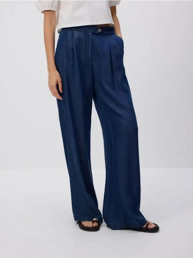 Jeans wide leg in lyocell Colore blu scuro