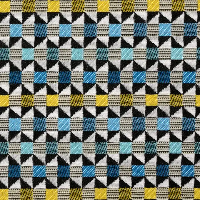 Tessuto jacquard triangoli blu