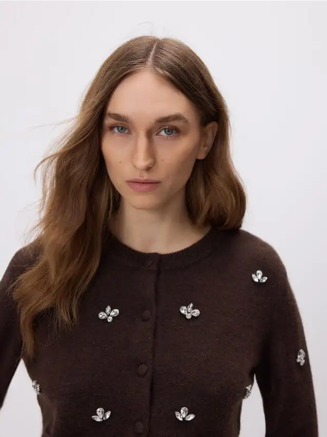 Cardigan con applicazioni Colore marrone